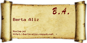Berta Aliz névjegykártya